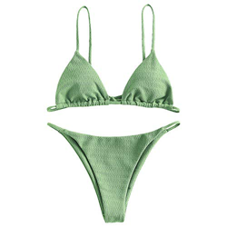 ZAFUL Bikini con textura para mujer, traje de baño triangular, conjunto de dos piezas, verde, L características
