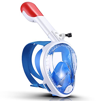 Máscara de Buceo Segura para CO2, 180° Máscara de Snorkel Doble Vía Aérea Panorámica, Anti-Fugas Gafas Buceo de Cara Completa para Adultos y niños,Apo