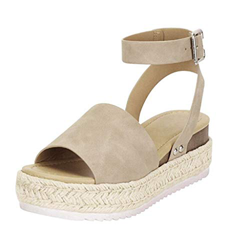 Sandalias Mujer Verano 2019 cáñamo Fondo Grueso Sandalias Punta Abierta Cuero Fondo Plano Zapatos Bohemias Romanas Hebilla Zapatillas Gris 35-43 riou precio