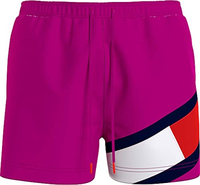Tommy Hilfiger Colour-Blocked Slim Fit Mid Length Swim Shorts Bañador, Rosa (Eccentric Magenta), XL para Hombre
