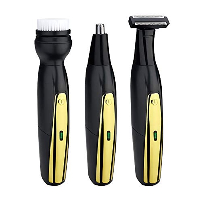 CestMall Máquina de afeitar recargable USB para hombre 3 en 1 Máquina de afeitar IPX7 Impermeable Resistente al Máquina de afeitar multifunción seca y