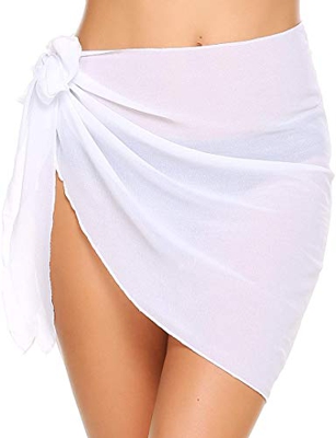 JFAN Traje de Baño para Mujer Vestido Envolvente Traje de Baño Chal de Gasa Pareo de Playa Falda de Pareo Tropical（H,Talla única