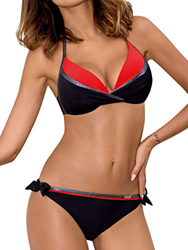 heekpek Bikini con Lentejuelas Top Push Up Halter Braga con Lazos para Mujer en oferta