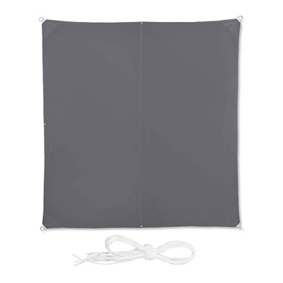 Relaxdays, Gris, Toldo Vela Cuadrado, Impermeable, Protección Rayos UV, con Cuerdas para tensar, 3 x 3 m