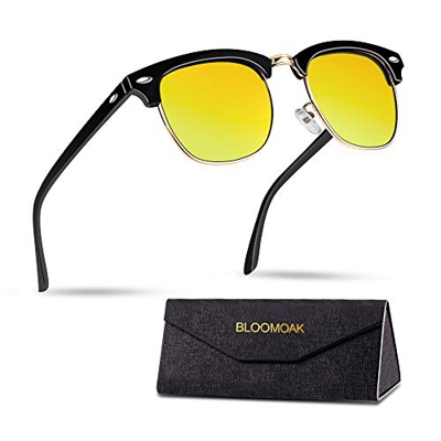 Gafas de conducción nocturna Bloomoak, gafas de conducción polarizadas, diseño clásico, semiarmazón, remaches metálicos, protección UV400, gafas antir