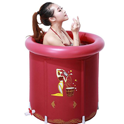 KMDB Bañera plástica Inflable cilíndrica Plegable estupenda del PVC de la bañera Plegable del Adulto con el Amortiguador (Rojo) precio