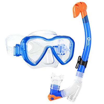 Dorlle Máscara de Buceo para niños Juego de Buceo máscara de Snorkel con seco Premium de 3 Canales y Gafas de Buceo antifugas y antivaho Juego de Snor