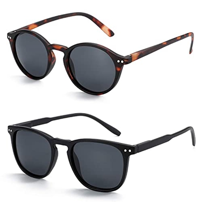 ZENOTTIC 2 Pares Gafas De Sol Polarizadas para Mujer Hombre Retro Redondas Cuadradas Protección UV400 Unisex Gafas de Sol
