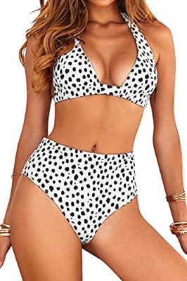 Voqeen Traje de Baño Bikini Floral Mujer Bikinis Sujetador Push-up Sexy Traje de Baño de Dos Piezas BañAdores Tops y Braguitas Ropa de Playa (Lechoso 
