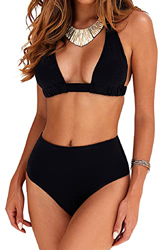 Voqeen Traje de Baño Bikini Floral Mujer Bikinis Sujetador Push-up Sexy Traje de Baño de Dos Piezas BañAdores Tops y Braguitas Ropa de Playa (Negro, S en oferta