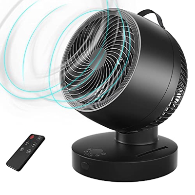 Ventilador Circulación de Aire,Diámetro 33cm Ventilador de Mesa con Control Remoto,6 Velocidades,4 Modos,Temporizador,60° Silencioso Oscilante,Potente
