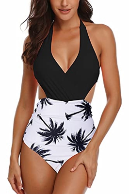 heekpek Mujer Halter Traje de Baño de Una Pieza V-Cuello Top Bikini Push Up Bañador Monokinis Sexy Swimwear Tankinis Talla Grande Ropa de Baño Bikinis