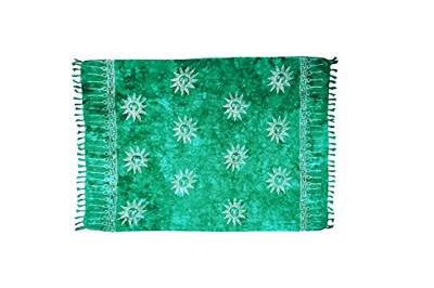 MANUMAR Mujer Pareo opaco, toalla de playa grandes Sarong en Tosca con motivo sol, Tamaño XL 175x115cm, toalla vestido de verano, bikini vestido de pl