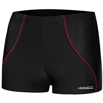 Aqua Speed Harry Mens Bañadores | Pantalones de baño para Hombres | Protección UV | 10. 16 / Negro Rojo | Tamaño: L