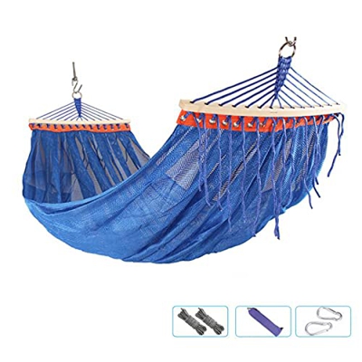 T-Day Hamaca para Camping Hammock Hamaca De Seda De Hielo Al Aire Libre Portátil con Madera Curva A 50 Cm para El Jardín De Patio Y Patio Playa De Cam