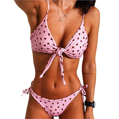 Yutdeng Mujer Conjuntos de Bikinis 2 Piezas Sexy Bikini Triángulo Bañador Push Up Traje de baño Tanga Cintura Baja Ropa de Playa Clásico Ajustable Ver