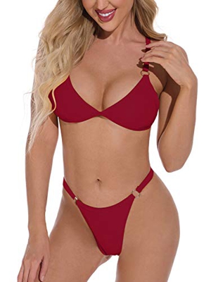 heekpek Bikini Mujer Sexy Trajes de Baña Conjuntos de Bikini Brasileño Ropa de Baño Cintura Alta Tanga Playa Traje de Baño de Dos Piezas Bañador de Ba