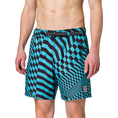 PUMA Swim Men's PsyGeo All-Over-Print Mid Swimming Shorts Bañador, Azul, L para Hombre