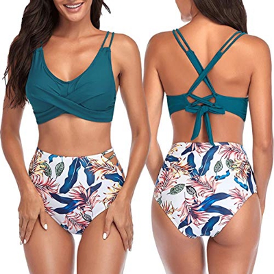 Conjuntos de Bikinis para Mujer, Trajes de Bao Push Up Bikini Conjunto Baador Mujer Ropa de Playa 2 Piezas Baador de Bao Tops y Cintura Alta Braguitas