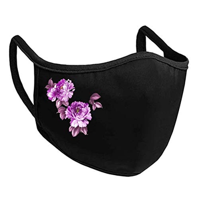 N / B Negro Las_Mascarillas Adultos Algodón Estampado Floral Respirable Adecuado l_avables y Reutilizables No Se Empaña Fácilmente, Se Adapta A La Car