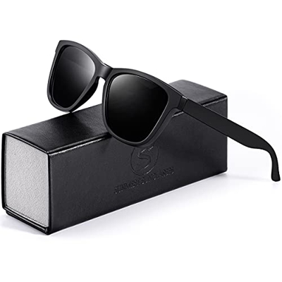 Sunmeet Gafas de Sol Polarizadas Hombre Mujere para Conducir Deportes100% Protección UV401 Gafas para Conducción(Negro/Mate)