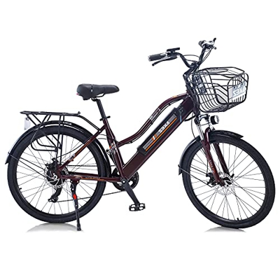 TAOCI Bicicletas eléctricas para mujeres adultas, todo terreno 26" 36V 350W E-Bike Bicicletas Shimano 7 velocidades Ebike montaña para el trabajo al a