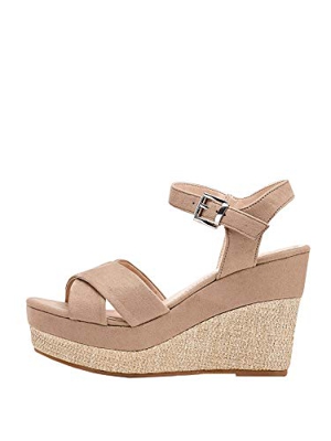 Marypaz, Sandalia cuña y Plataforma Moda Verano para Mujer Gris 38 EU