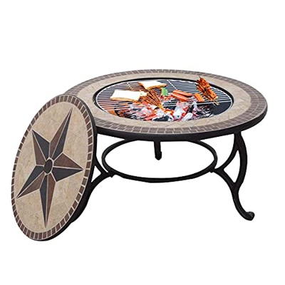 ROM Brasero de jardín 4 en 1 con Parrilla para Barbacoa - Parrilla de carbón para Parrilla, Parrilla de carbón para cocinar al Aire Libre, Calentador 