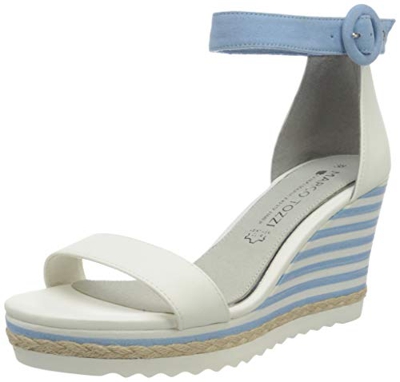 MARCO TOZZI by Guido Maria Kretschmer 2-2-88703-26 Keilsandale, Sandalias con cua Mujer, Color Blanco y Azul, 38 EU