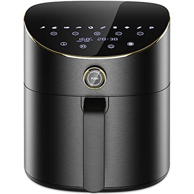 Freidora sin aceite, 5.5L, XXL Freidora de Aire Caliente con 10 Programas y Recetas de Airfryer, Freidora Aire Caliente con Temperatura y Temporizador