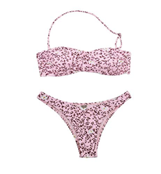 Traje de baño Acolchado de Bikini de Dos Piezas con Estampado de Leopardo para Mujer con Volante con Volantes en la Parte Superior XS-XL - Traje de ba en oferta