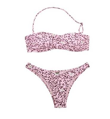 Traje de baño Acolchado de Bikini de Dos Piezas con Estampado de Leopardo para Mujer con Volante con Volantes en la Parte Superior XS-XL - Traje de ba