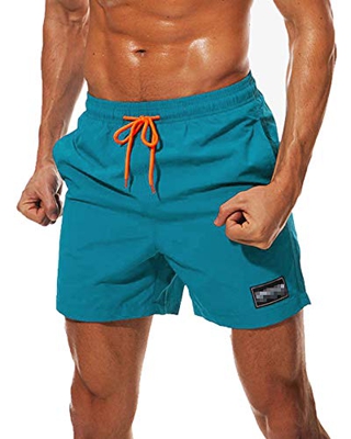 iMixCity Hombre Bañadores de Natación Pantalones Cortos Baño Bóxers Playa Shorts (Azul Pavo Real, EU XL=Tag 2XL)