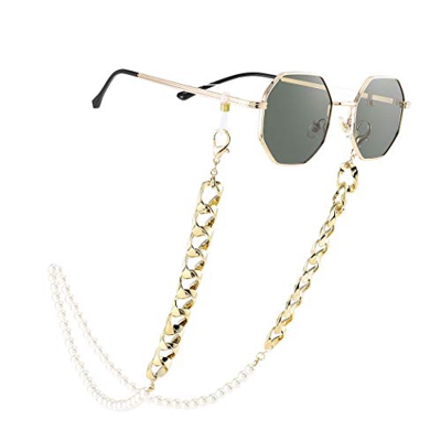 Bohend Moda Cadena de gafas de sol Oro Perlas Cadena de mascarilla Mujer Cadena de anteojos Accesorios para gafas por Anteojos y mascarillas