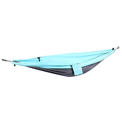 Socobeta Hamaca de camping, ligera de poliéster 300T de doble propósito de doble uso elevadores para interior al aire libre para acampar (azul gris)