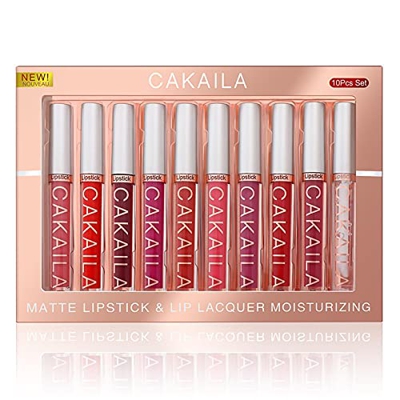 Ishine Set de 10 lápices labiales de terciopelo mate antiadherente de larga duración, color desnudo, lápiz labial líquido, cosméticos labiales