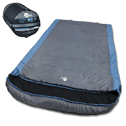 YourGEAR Ostria Duo - Saco de dormir para 2 personas, 230 x 160 cm, doble saco de dormir en azul y gris características
