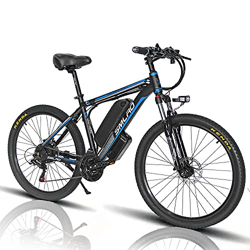 Bicicleta Eléctrica de Montaña, 26 Pulgadas, 1000 W, con Batería de Litio Extraíble de 48 V y 13 Ah y Shimano de 21 Velocidades [EU Warehouse],Blue en oferta
