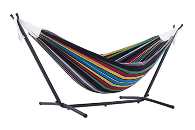 Vivere UHSDO8-27 - Hamaca con soporte incluido, multicolor, 250 cm, doble, diseño Rio Nacht