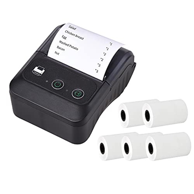 Bisofice Impresora térmica de recibos portátil inalámbrica BT 58mm 2 pulgadas Mini USB Bill POS Impresora móvil con 5 rollos de papel térmico compatib