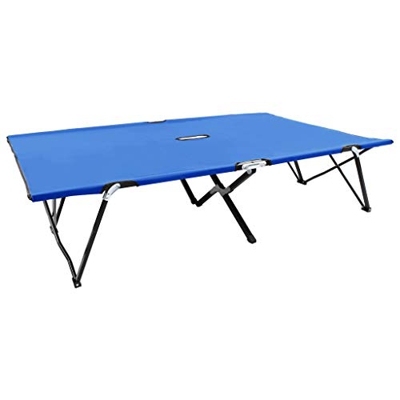Benkeg Tumbona Plegable para 2 Personas Acero Azul 193 x 125 x 40 cm, 240 kg, Cama Plegable para Acampar para Parque, Playa, Patio, Jardín, Campamento