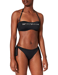 Emporio Armani Swimwear Rem.Cups Band & Brazilian W/Bows Bikini Light Logo Juego Biquini, Negro, M para Mujer en oferta