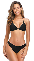 SHEKINI Traje de Baño Dos Piezas Triángulo para Mujer Ajustable Conjunto de Bikini Acolchado(S,Negro) características