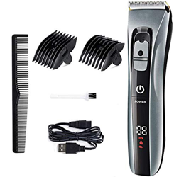 Cortapelos Profesional, Recargable Motor Silencioso Cuchilla Cerámica titanio autoafilables, Batería 2000mAh con Resistente al Agua y pantalla LED características