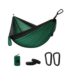 ZSP Hamaca 300 * 200 cm Camping portátil Parachuco Hamaca Survival Garden Muebles de Exterior Ocio Durmiente Viaje Cama Doble Colgante Balancearse (Co características