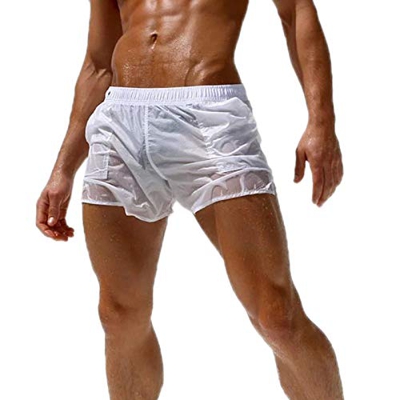 Cicilin – Pantalones cortos transparentes de verano, finos, ligeros, para la playa, sexy, para la playa Blanco L