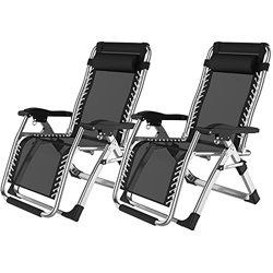 Juego De 2 Sillas De Jardín con Tumbonas con Soporte para Taza Y Teléfono Y 2 Cojines para La Cabeza - Silla De Exterior Plegable Reclinable De Graved precio