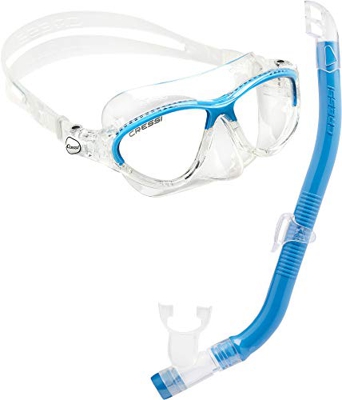 Cressi C/Set Moon Kid & Top Colorama Kit de Snorkeling, Unisex niños, Transparente/Azul Claro, Talla Única