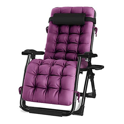 Lfny-bag Silla Zero Gravity, Textoline para Trabajo Pesado, Tumbonas para Jardín Y Exterior Silla Reclinable Y Plegable con Portavasos Y Almohada para