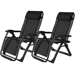 Lfny-bag Juego De 2 Sillas Zero Gravity, Tumbonas Plegables, Sillas De Jardín Reclinables, Sillas De Exterior con Soporte para Taza Y Teléfono, Sillas precio
